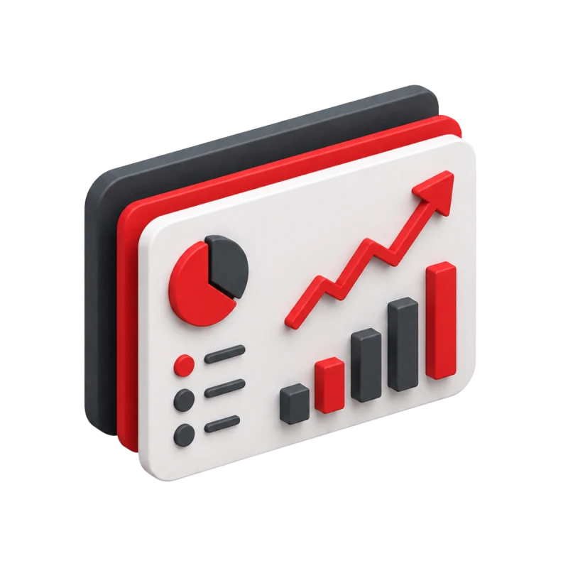 การ์ด dashboard กราฟพุ่งขึ้น · รายงานผล